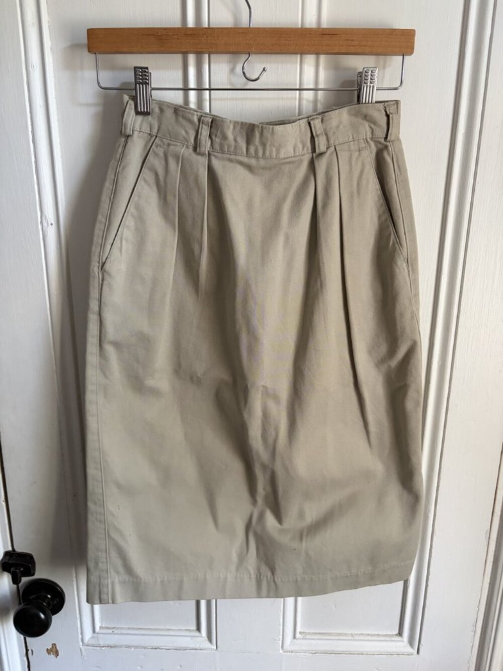 Vintage Banana Republic Khaki Pleated Chino Skirt Womens 6 Cotton Mill Valley